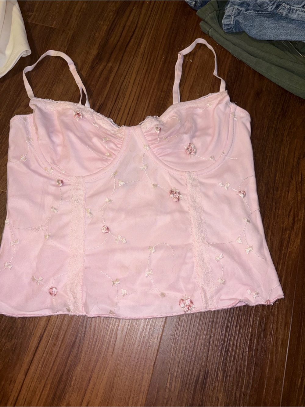 Edikted Light Pink Embroidered Bustier Cami